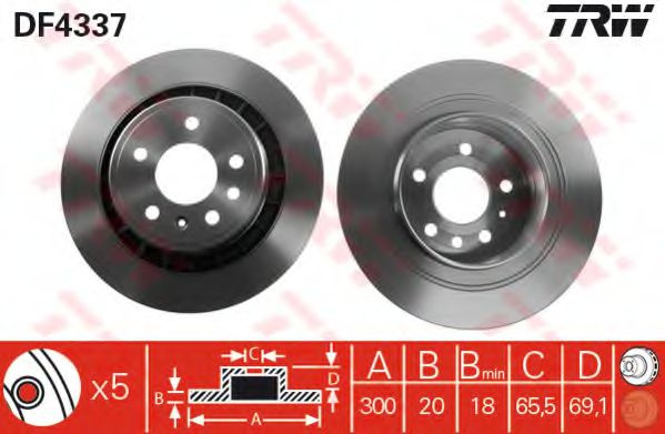 Disc frana SAAB 9-5 Combi (YS3E) (1998 - 2009) TRW DF4337 piesa NOUA