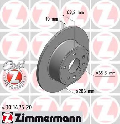 Disc frana SAAB 9-5 Combi (YS3E) (1998 - 2009) ZIMMERMANN 430.1475.20 piesa NOUA