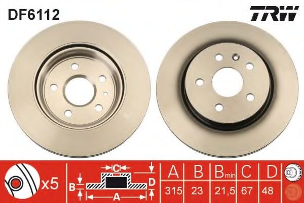 Disc frana SAAB 9-5 (YS3G) (2010 - 2012) TRW DF6112 piesa NOUA