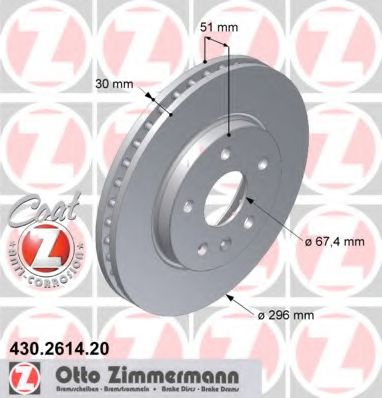 Disc frana SAAB 9-5 (YS3G) (2010 - 2012) ZIMMERMANN 430.2614.20 piesa NOUA