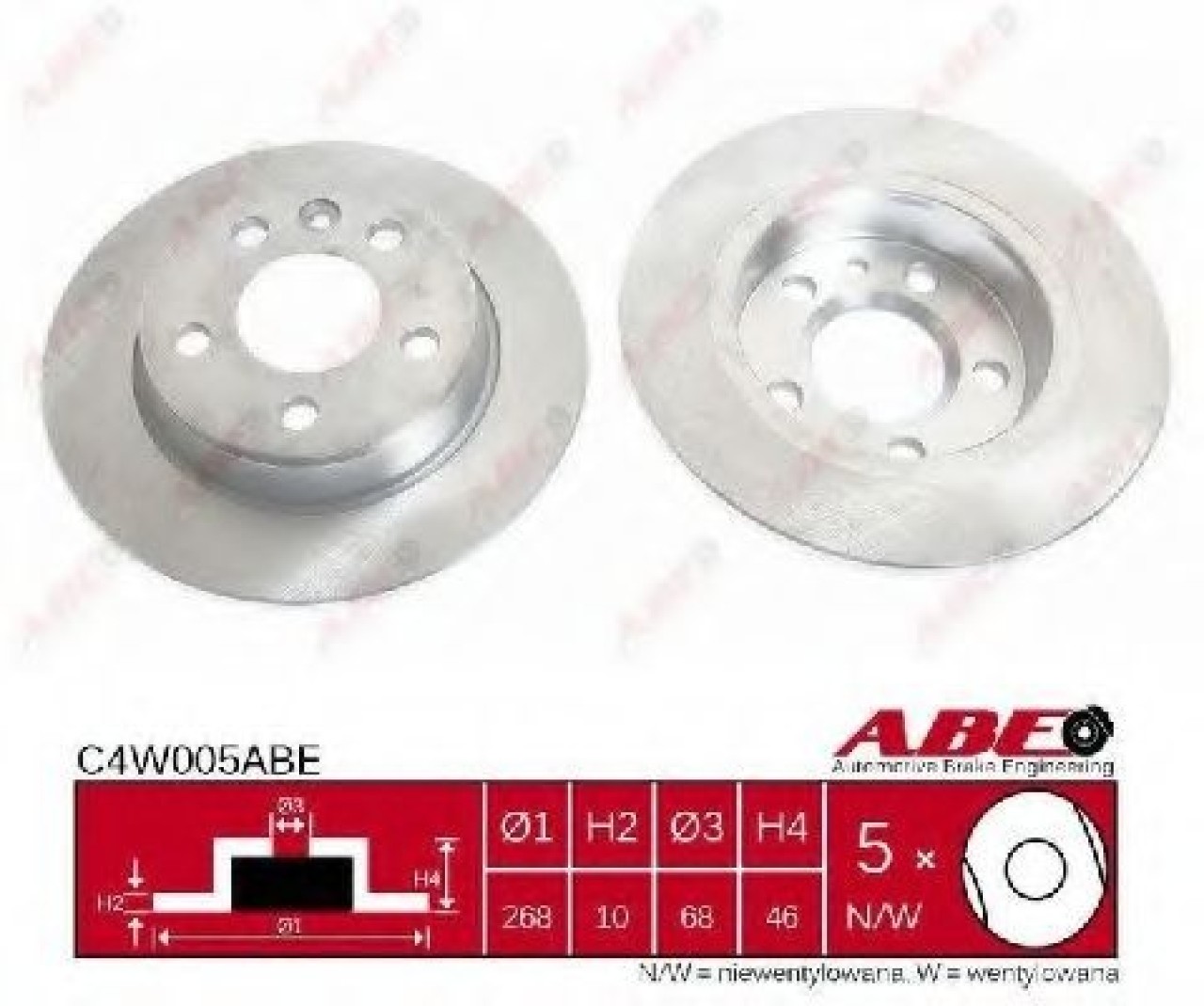 Disc frana SEAT ALHAMBRA (7V8, 7V9) (1996 - 2010) ABE C4W005ABE piesa NOUA