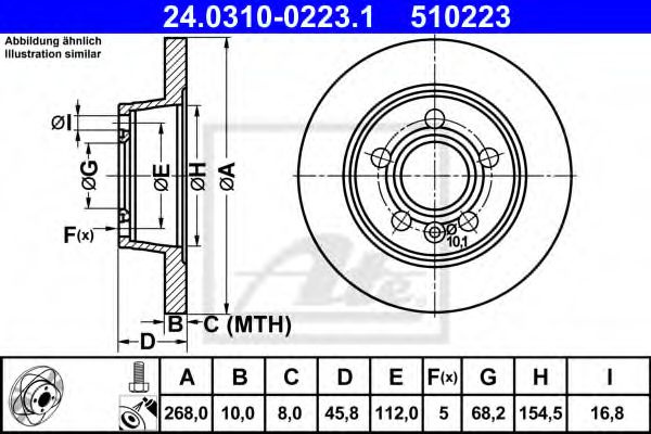 Disc frana SEAT ALHAMBRA (7V8, 7V9) (1996 - 2010) ATE 24.0310-0223.1 piesa NOUA