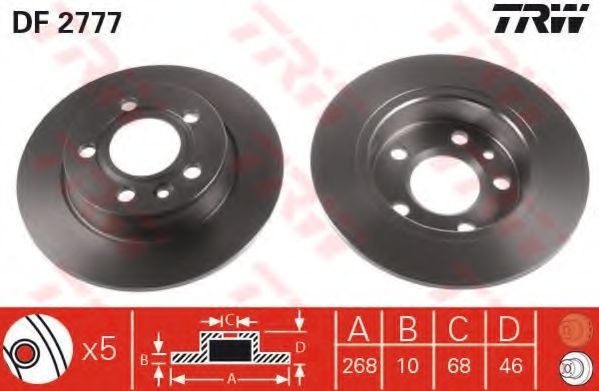 Disc frana SEAT ALHAMBRA (7V8, 7V9) (1996 - 2010) TRW DF2777 piesa NOUA