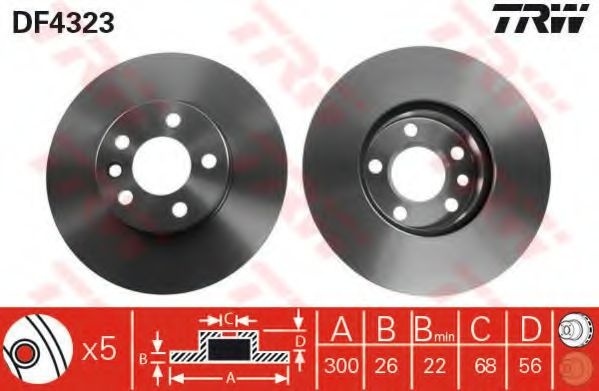 Disc frana SEAT ALHAMBRA (7V8, 7V9) (1996 - 2010) TRW DF4323 piesa NOUA