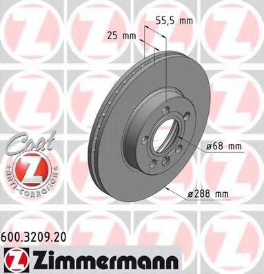 Disc frana SEAT ALHAMBRA (7V8, 7V9) (1996 - 2010) ZIMMERMANN 600.3209.20 piesa NOUA