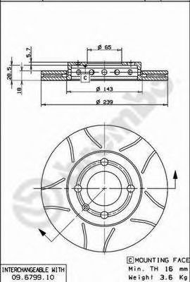 Disc frana SEAT AROSA (6H) (1997 - 2004) BREMBO 09.6799.75 piesa NOUA
