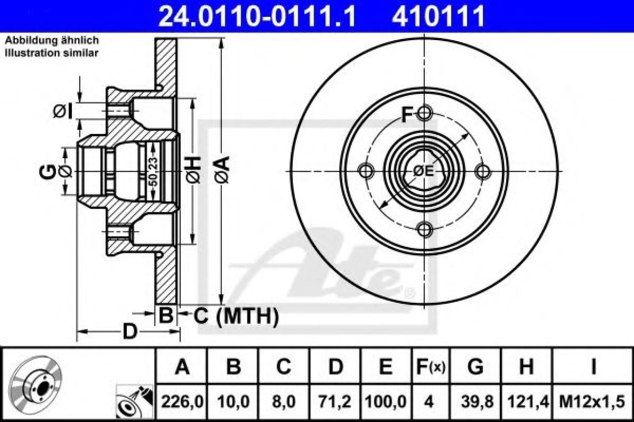 Disc frana SEAT CORDOBA (6K1, 6K2) (1993 - 1999) ATE 24.0110-0111.1 piesa NOUA