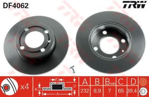 Disc frana SEAT CORDOBA Vario (6K5) (1996 - 1999) TRW DF4062 piesa NOUA