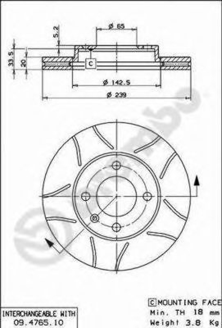 Disc frana SEAT CORDOBA Vario (6K5) (1996 - 1999) BREMBO 09.4765.75 piesa NOUA