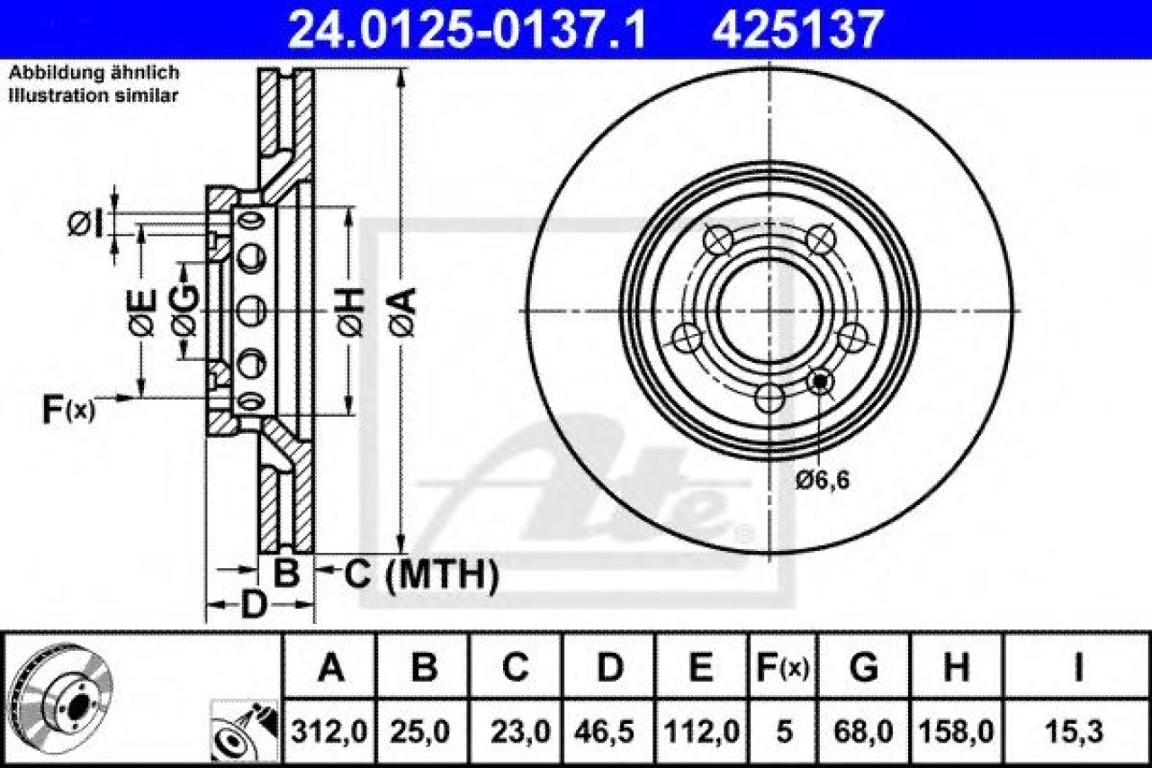Disc frana SEAT EXEO (3R2) (2008 - 2016) ATE 24.0125-0137.1 piesa NOUA
