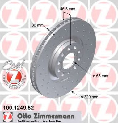 Disc frana SEAT EXEO (3R2) (2008 - 2016) ZIMMERMANN 100.1249.52 piesa NOUA