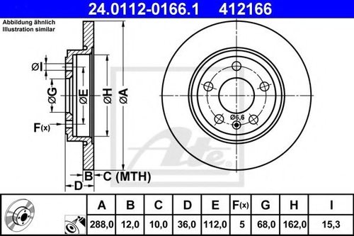 Disc frana SEAT EXEO ST (3R5) (2009 - 2016) ATE 24.0112-0166.1 piesa NOUA