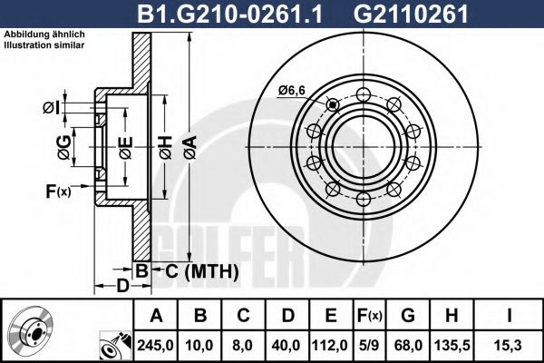 Disc frana SEAT EXEO ST (3R5) (2009 - 2016) GALFER B1.G210-0261.1 piesa NOUA
