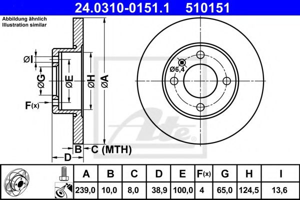 Disc frana SEAT IBIZA II (6K1) (1993 - 1999) ATE 24.0310-0151.1 piesa NOUA