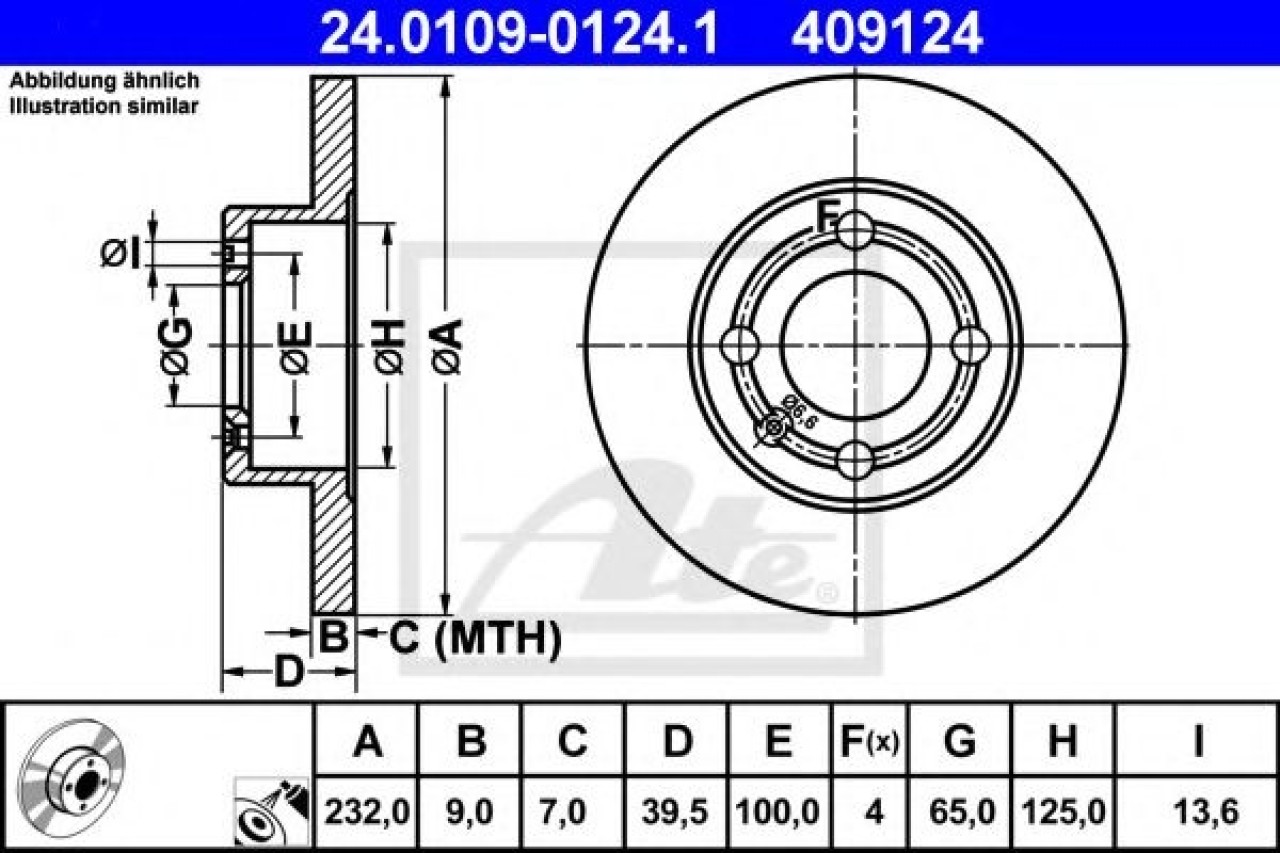 Disc frana SEAT IBIZA II (6K1) (1993 - 1999) ATE 24.0109-0124.1 piesa NOUA