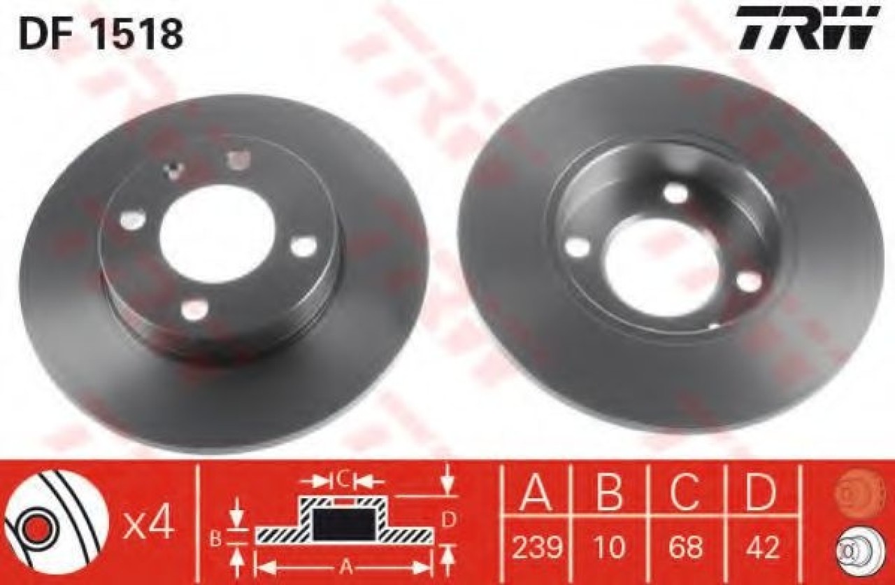Disc frana SEAT IBIZA II (6K1) (1993 - 1999) TRW DF1518 piesa NOUA