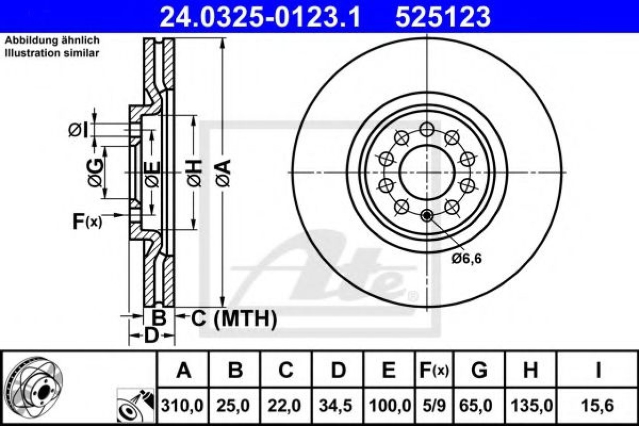 Disc frana SEAT LEON (1M1) (1999 - 2006) ATE 24.0325-0123.1 piesa NOUA