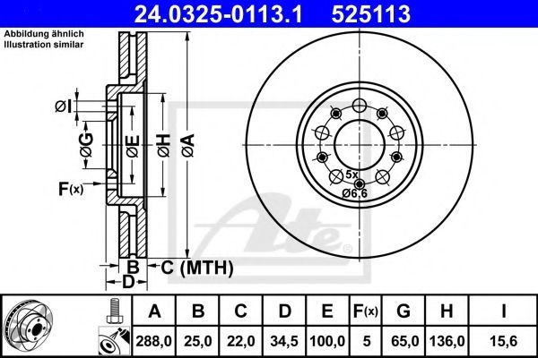 Disc frana SEAT LEON (1M1) (1999 - 2006) ATE 24.0325-0113.1 piesa NOUA