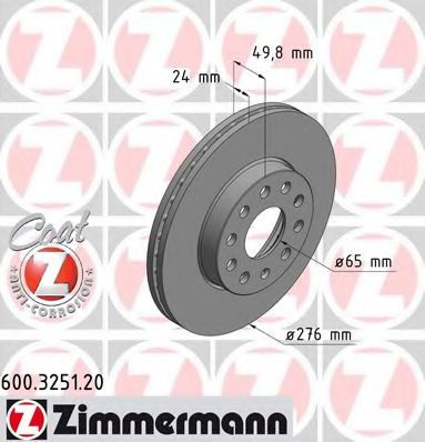 Disc frana SEAT LEON SC (5F5) (2013 - 2016) ZIMMERMANN 600.3251.20 piesa NOUA