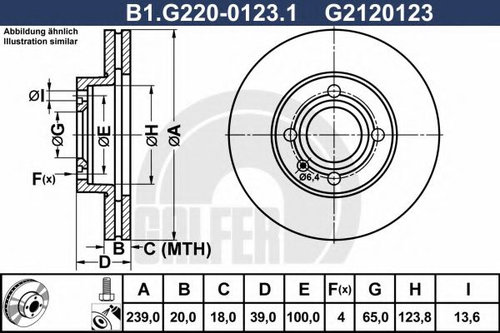 Disc frana SEAT TOLEDO I (1L) (1991 - 1999) GALFER B1.G220-0123.1 piesa NOUA