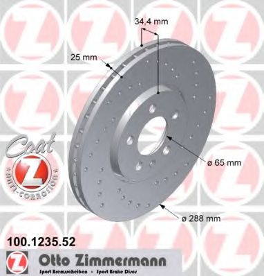 Disc frana SEAT TOLEDO IV (KG3) (2012 - 2016) ZIMMERMANN 100.1235.52 piesa NOUA