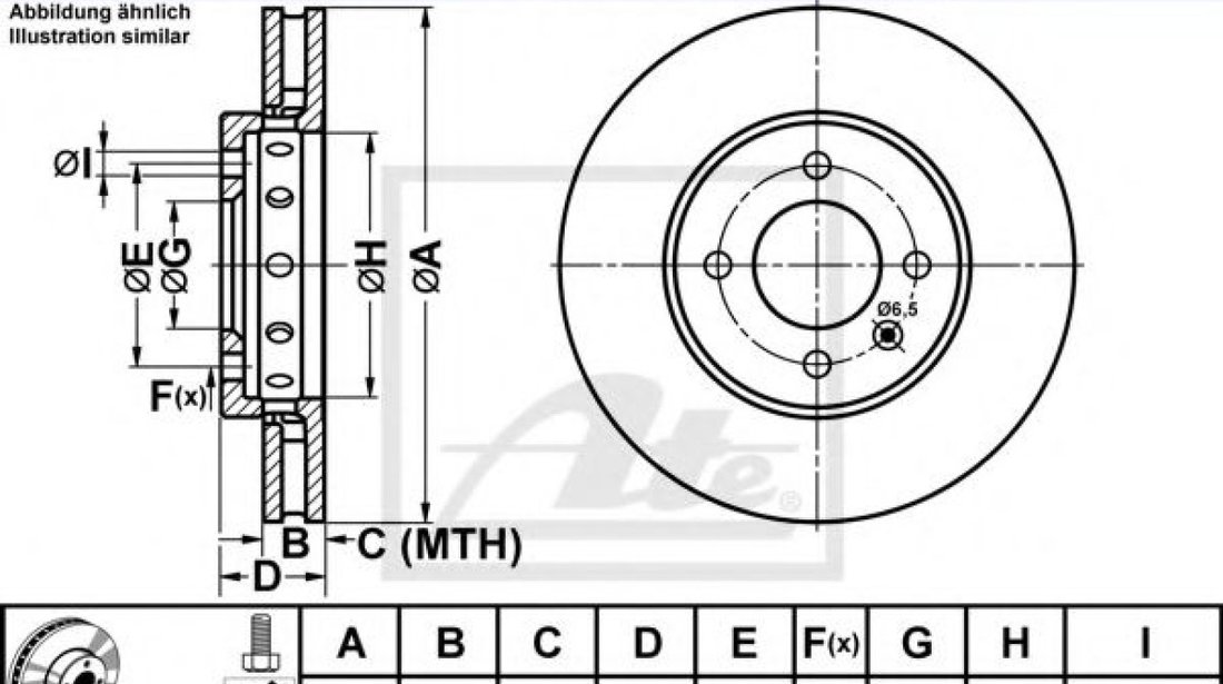 Disc frana SKODA CITIGO (2011 - 2016) ATE 24.0122-0281.1 piesa NOUA