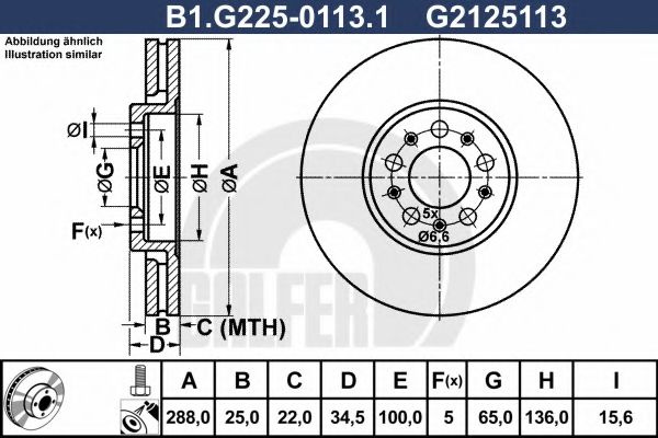 Disc frana SKODA FABIA I (6Y2) (1999 - 2008) GALFER B1.G225-0113.1 piesa NOUA