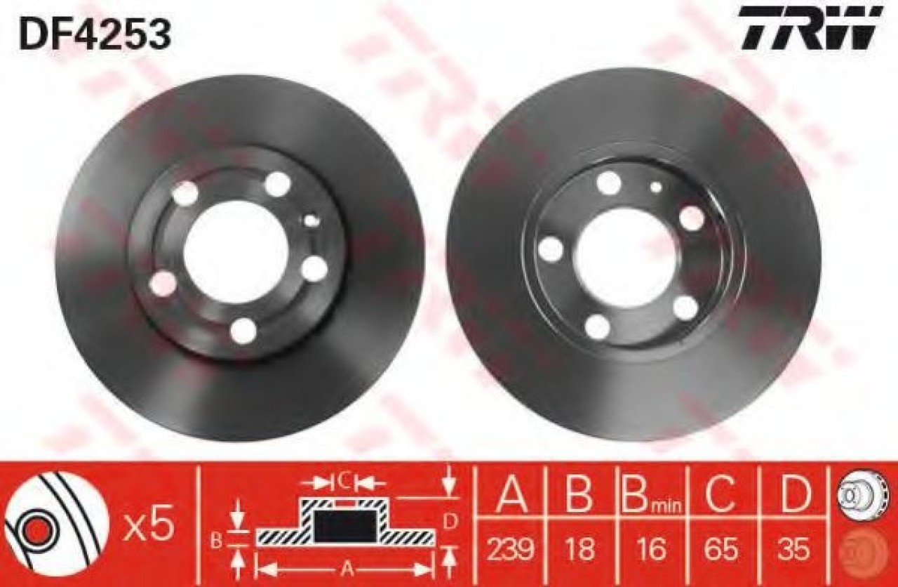 Disc frana SKODA FABIA II (2006 - 2014) TRW DF4253 piesa NOUA