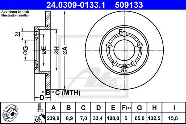 Disc frana SKODA OCTAVIA I Combi (1U5) (1998 - 2010) ATE 24.0309-0133.1 piesa NOUA