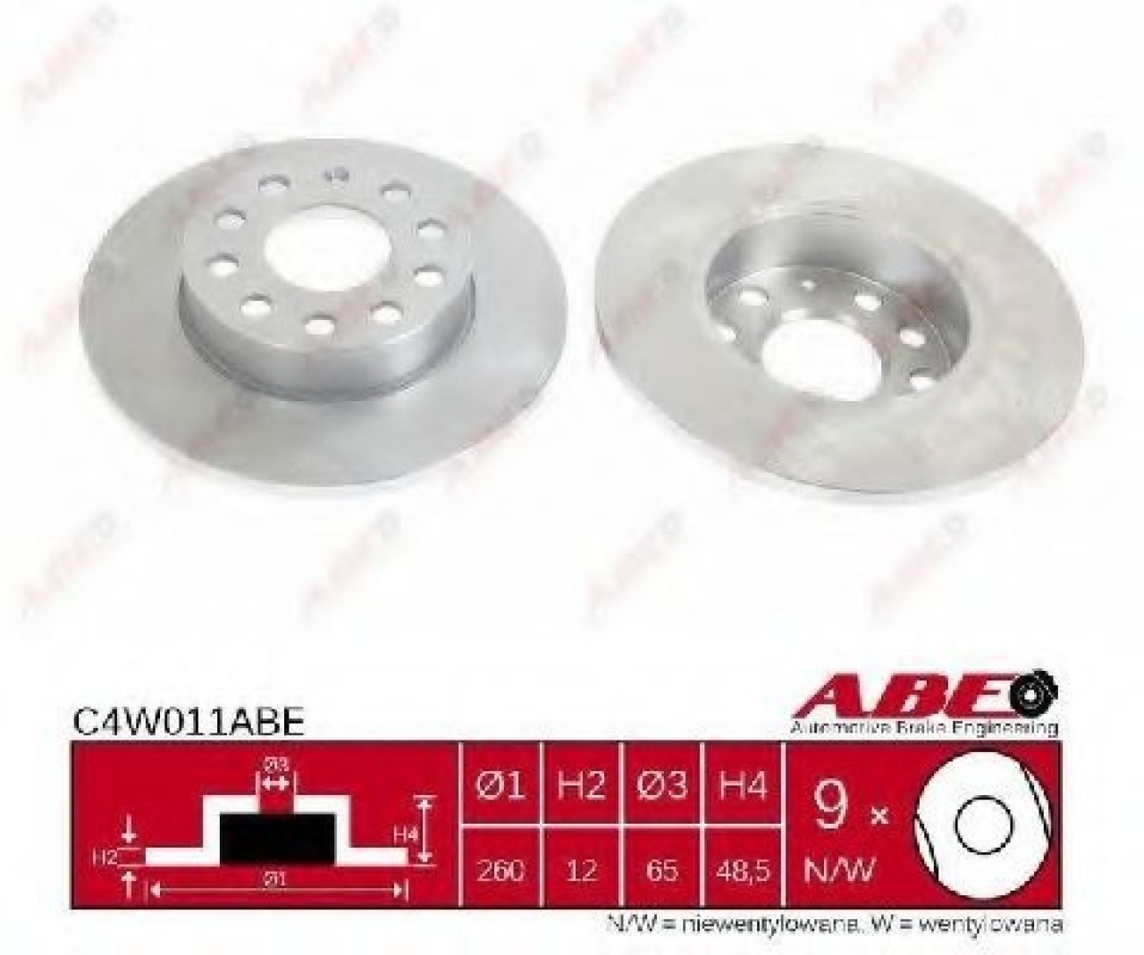 Disc frana SKODA OCTAVIA II Combi (1Z5) (2004 - 2013) ABE C4W011ABE piesa NOUA