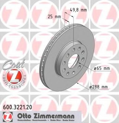 Disc frana SKODA SUPERB I (3U4) (2001 - 2008) ZIMMERMANN 600.3221.20 piesa NOUA