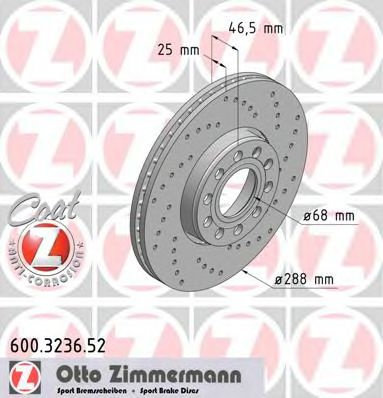 Disc frana SKODA SUPERB I (3U4) (2001 - 2008) ZIMMERMANN 600.3236.52 piesa NOUA