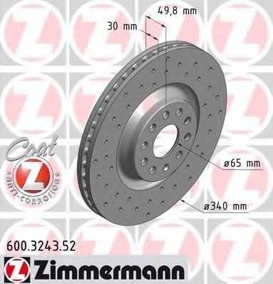 Disc frana SKODA SUPERB II (3T4) (2008 - 2015) ZIMMERMANN 600.3243.52 piesa NOUA