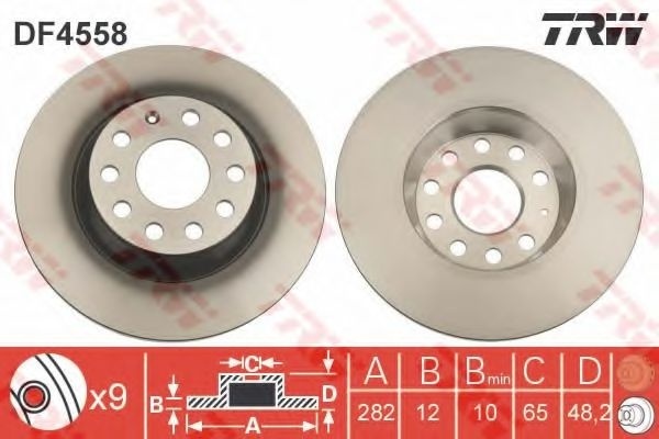 Disc frana SKODA SUPERB II Combi (3T5) (2009 - 2015) TRW DF4558 piesa NOUA