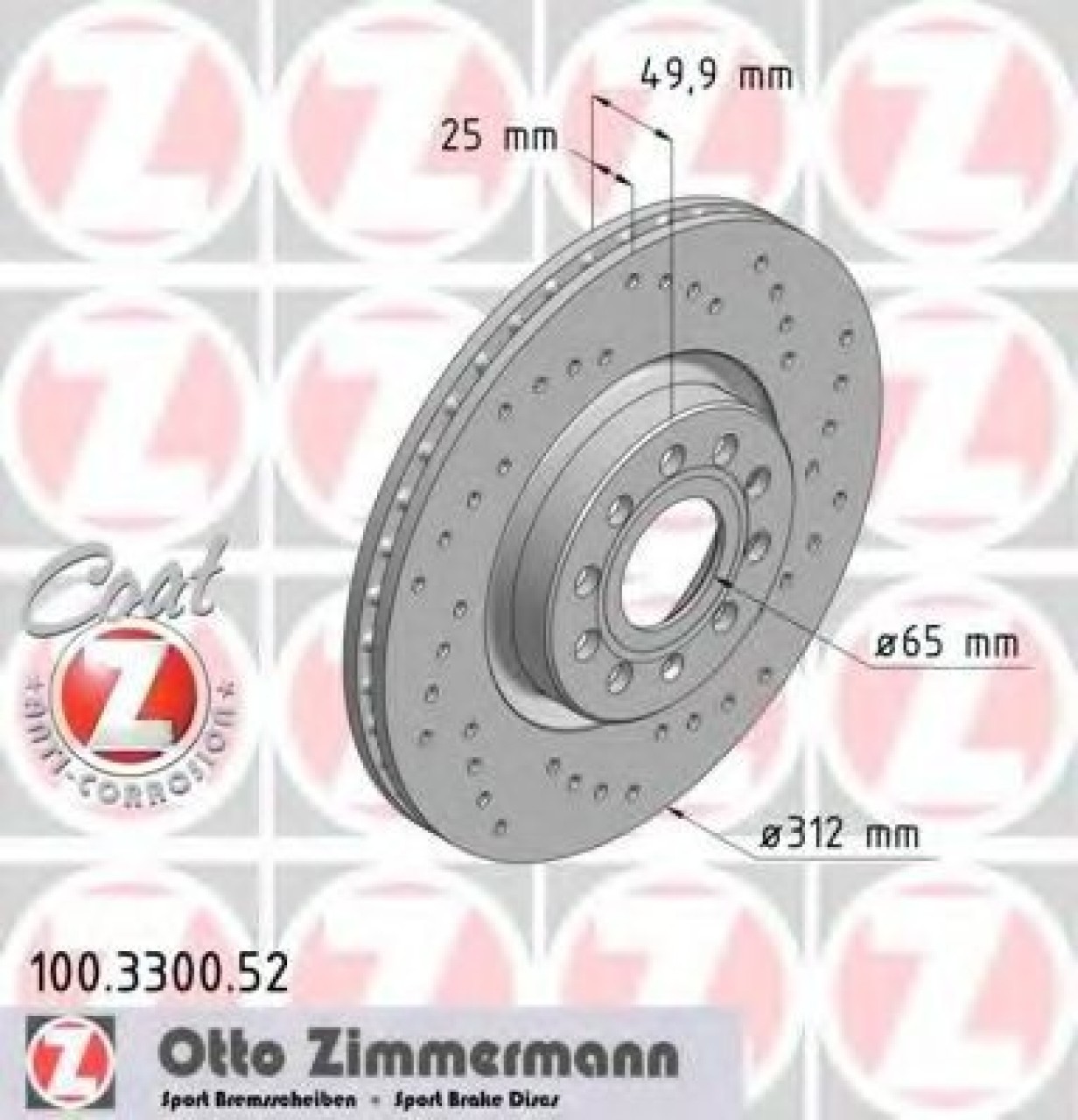 Disc frana SKODA SUPERB II Combi (3T5) (2009 - 2015) ZIMMERMANN 100.3300.52 piesa NOUA