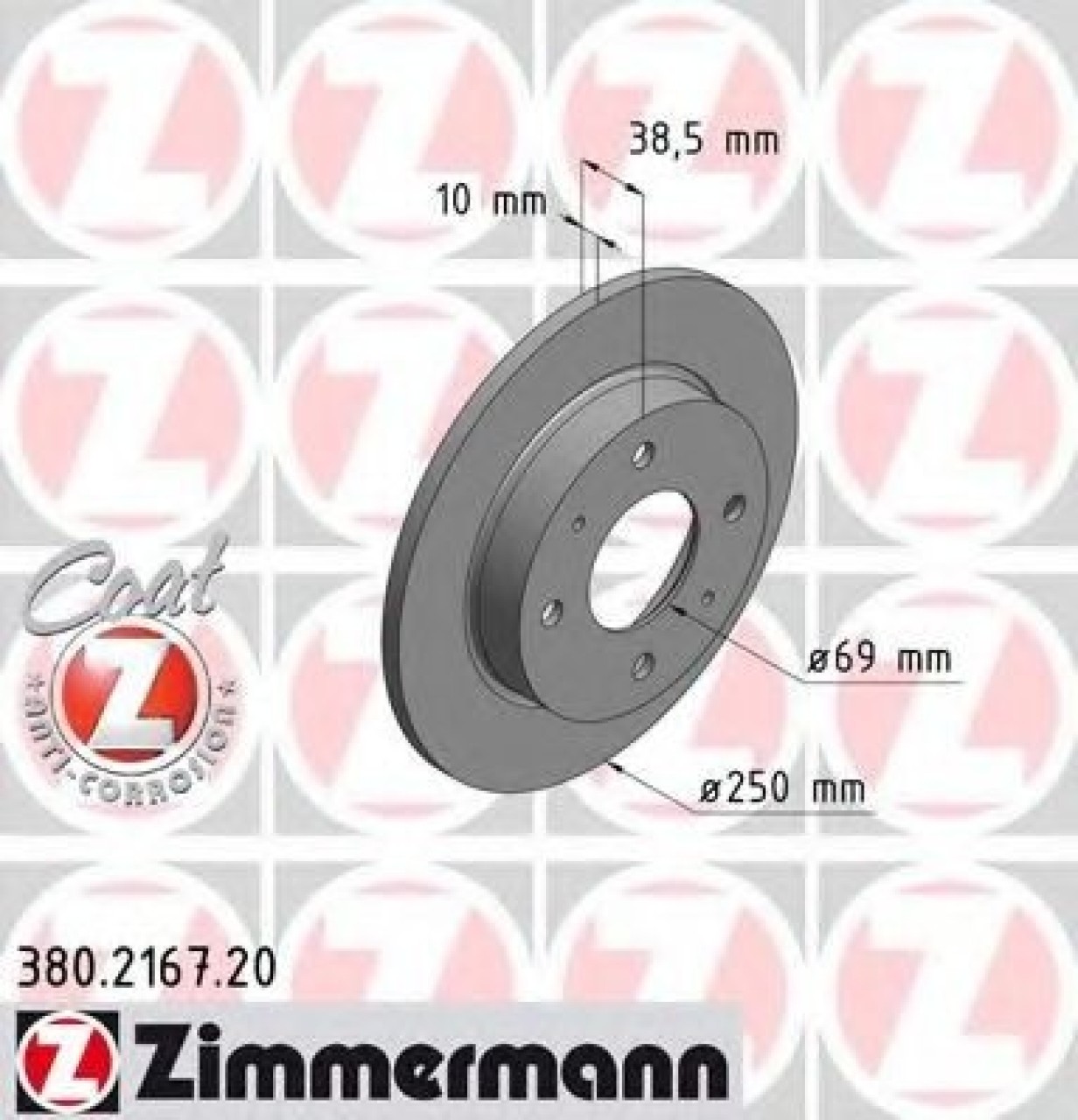 Disc frana SMART FORFOUR (454) (2004 - 2006) ZIMMERMANN 380.2167.20 piesa NOUA