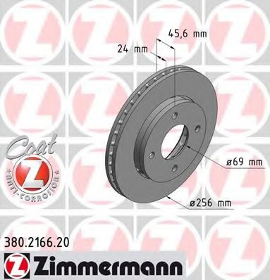 Disc frana SMART FORFOUR (454) (2004 - 2006) ZIMMERMANN 380.2166.20 piesa NOUA