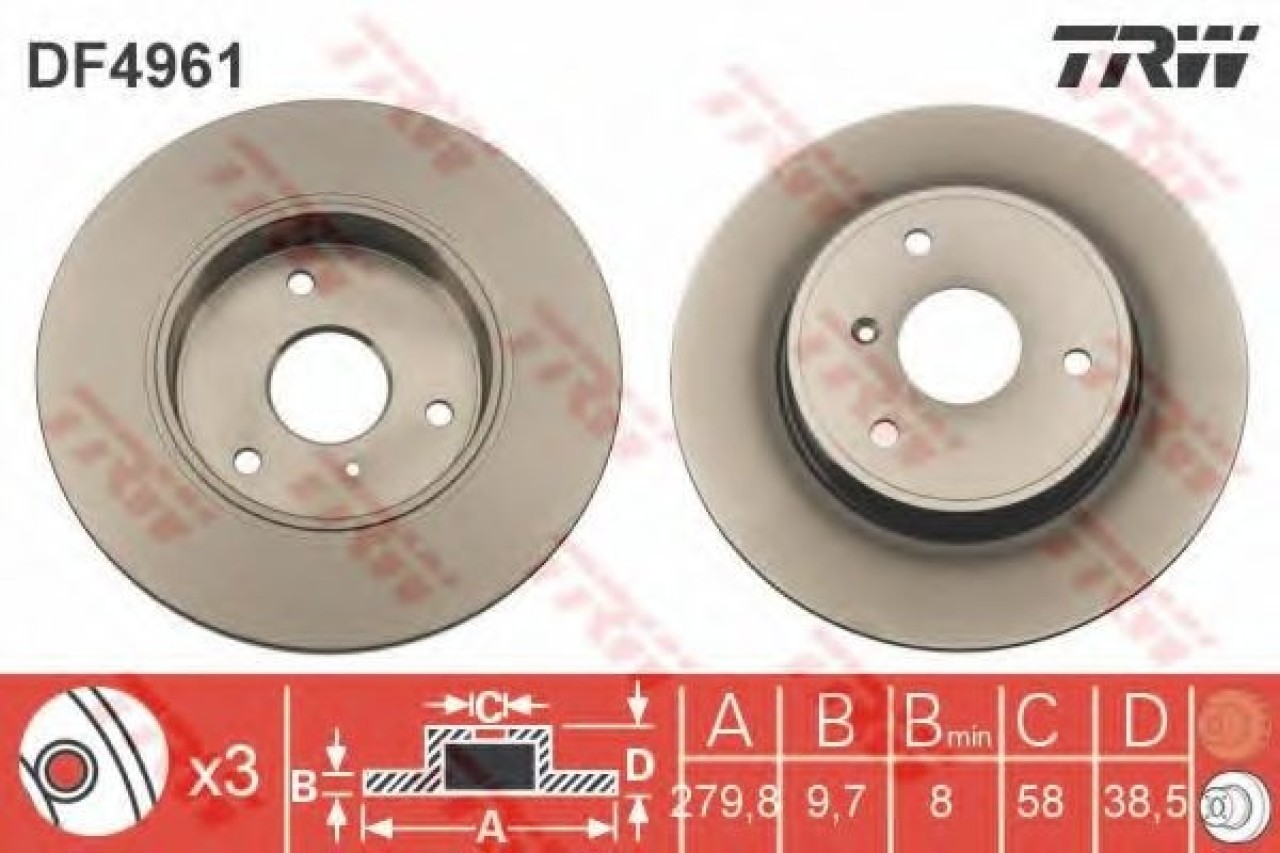 Disc frana SMART FORTWO Cabrio (451) (2007 - 2016) TRW DF4961 piesa NOUA