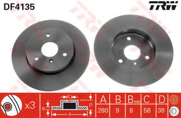 Disc frana SMART FORTWO Cabrio (451) (2007 - 2016) TRW DF4135 piesa NOUA