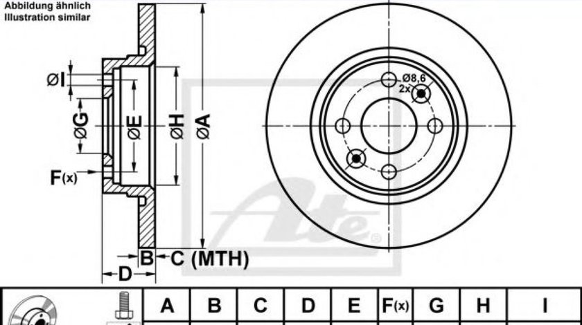 Disc frana SMART FORTWO Cupe (453) (2014 - 2016) ATE 24.0112-0171.1 piesa NOUA