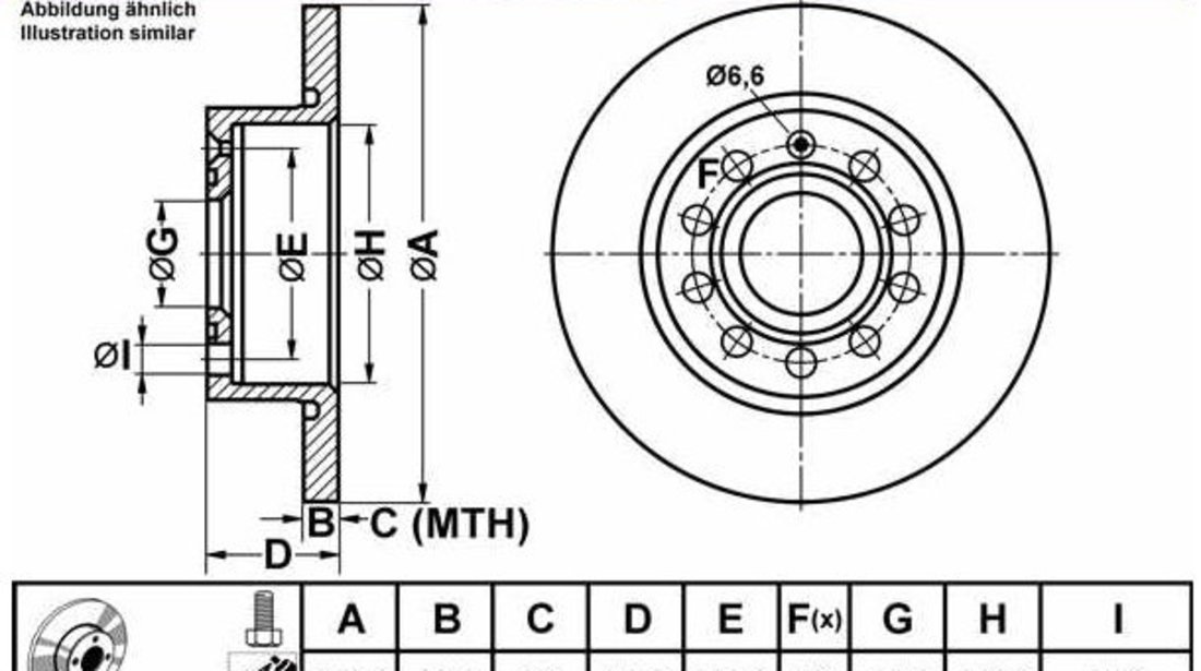 Disc frana spate ATE Audi A3 (8P1) 2003-2010