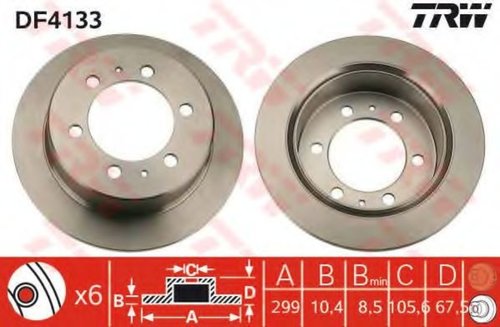 Disc frana SSANGYONG MUSSO SPORTS (2004 - 2016) TRW DF4133 piesa NOUA