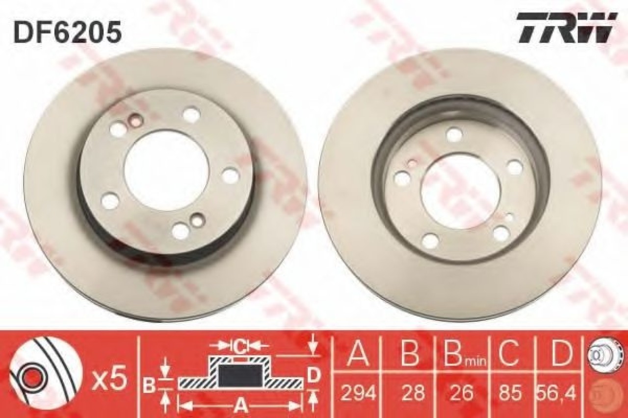 Disc frana SSANGYONG REXTON W (2012 - 2016) TRW DF6205 piesa NOUA