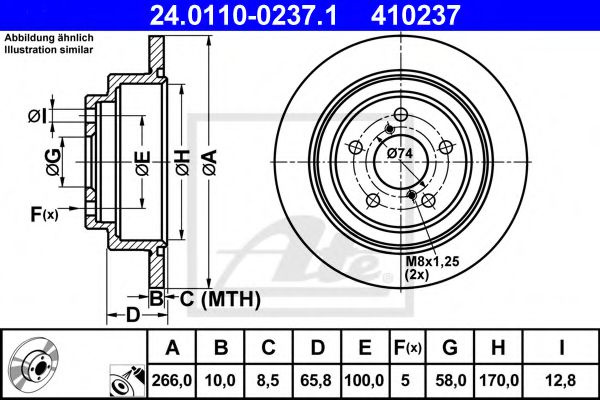 Disc frana SUBARU FORESTER (SF) (1997 - 2002) ATE 24.0110-0237.1 piesa NOUA