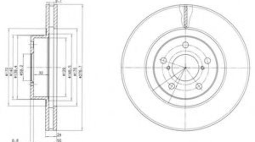 Disc frana SUBARU FORESTER (SF) (1997 - 2002) DELPHI BG2827C piesa NOUA