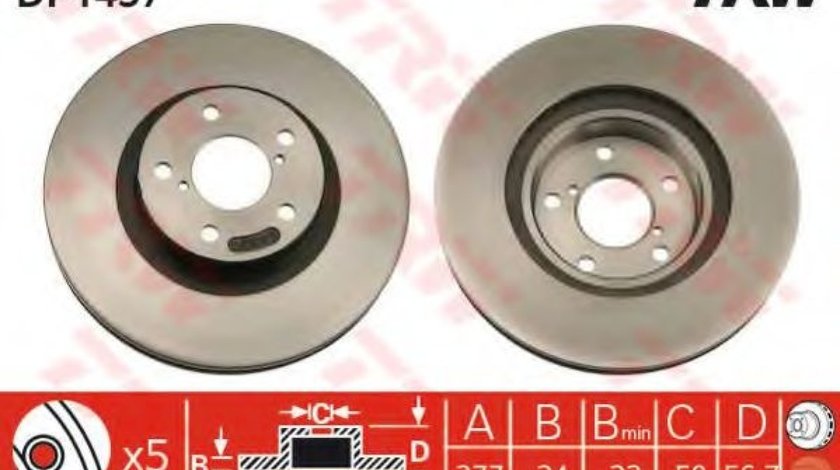 Disc frana SUBARU FORESTER (SF) (1997 - 2002) TRW DF1437 piesa NOUA