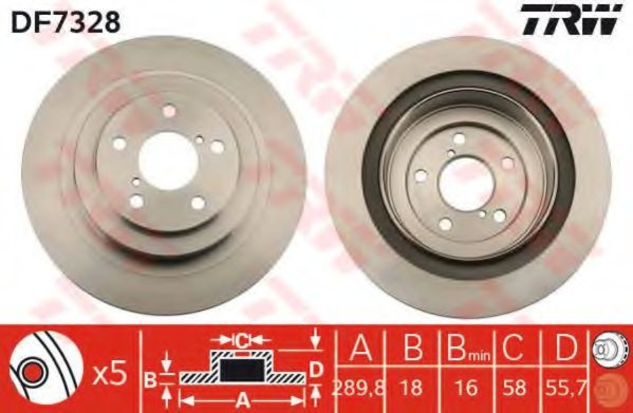 Disc frana SUBARU FORESTER (SG) (2002 - 2016) TRW DF7328 piesa NOUA