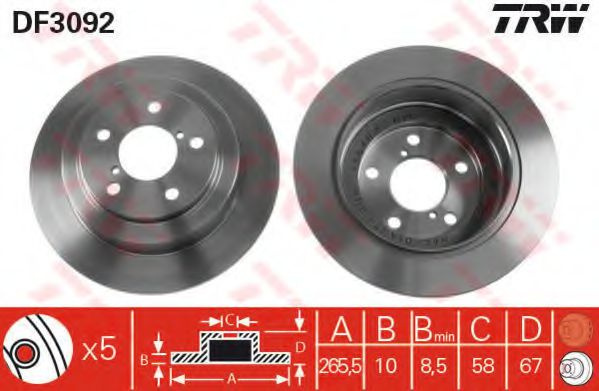 Disc frana SUBARU FORESTER (SG) (2002 - 2016) TRW DF3092 piesa NOUA