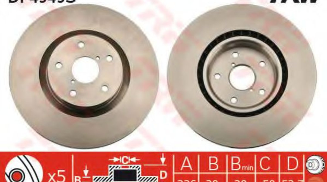 Disc frana SUBARU IMPREZA Limuzina (GD) (1999 - 2016) TRW DF4949S piesa NOUA