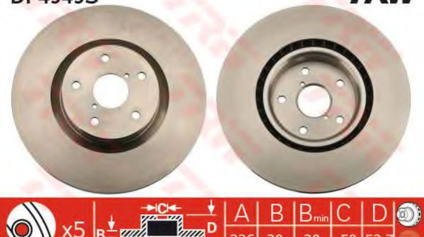 Disc frana SUBARU IMPREZA Limuzina (GD) (1999 - 2016) TRW DF4949S piesa NOUA